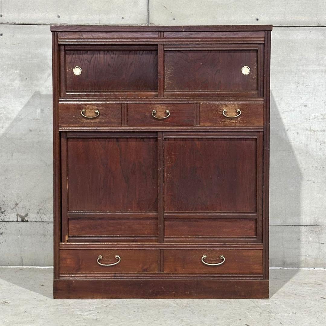 ★1950年代★ 昭和レトロ 水屋箪笥 和風食器棚 古民家家具 引戸収納 飾り棚