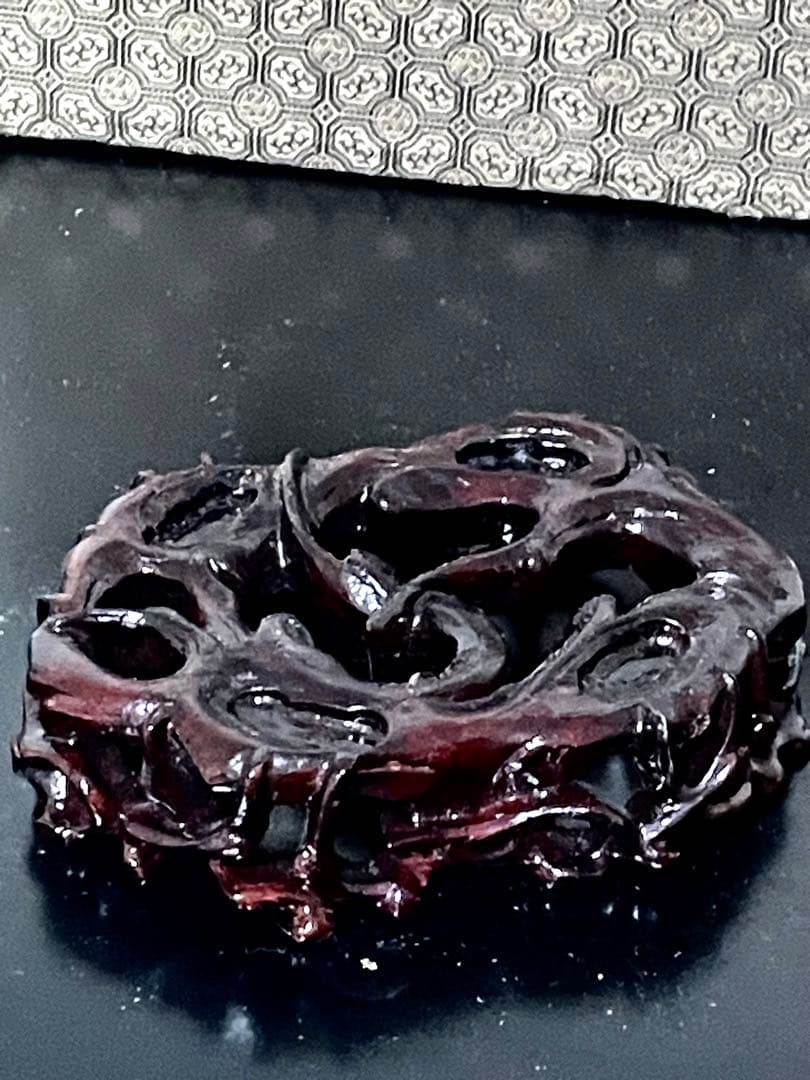 中国美術　翡翠彫刻　瓢箪と蔓　香合　台座付　箱有り