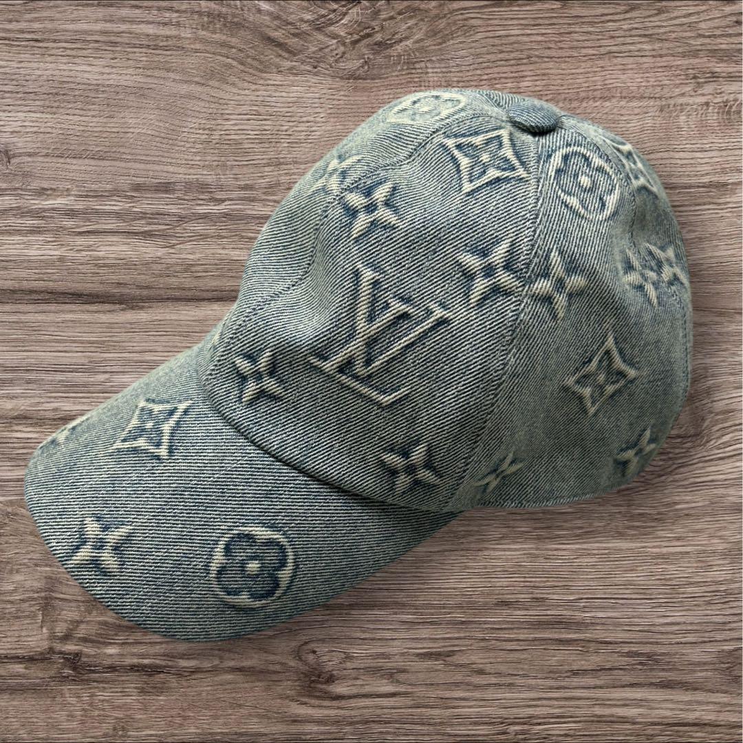 【美品】ルイヴィトン モノグラム デニム キャップ M7156L イタリア製