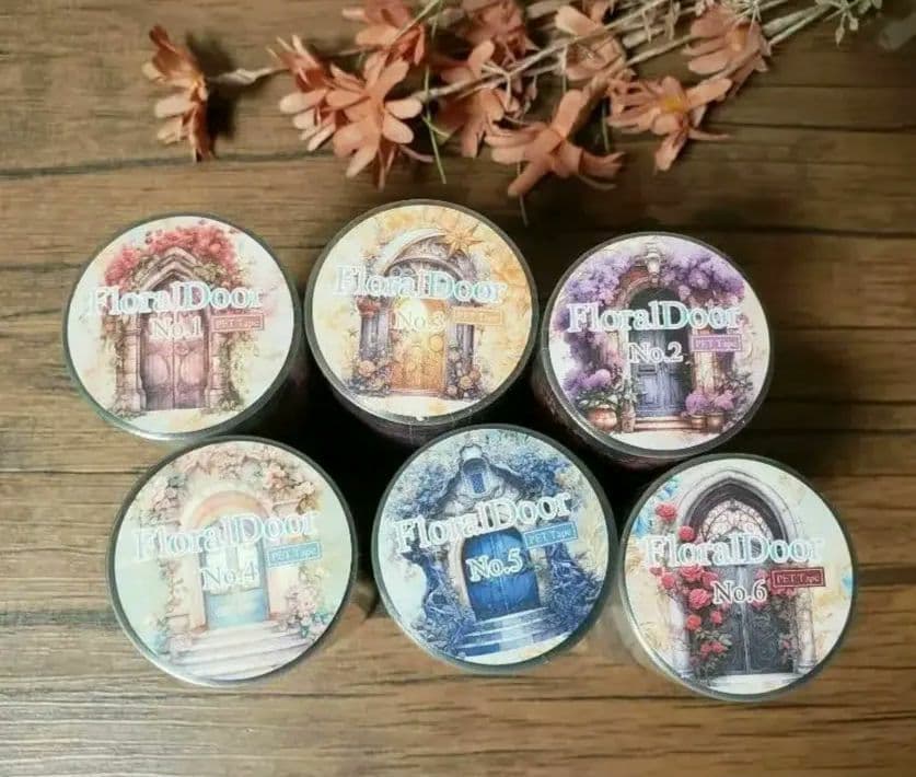 【nene様】「フローラルプリンセス光のフラワードアPETテープ6種」未開封①