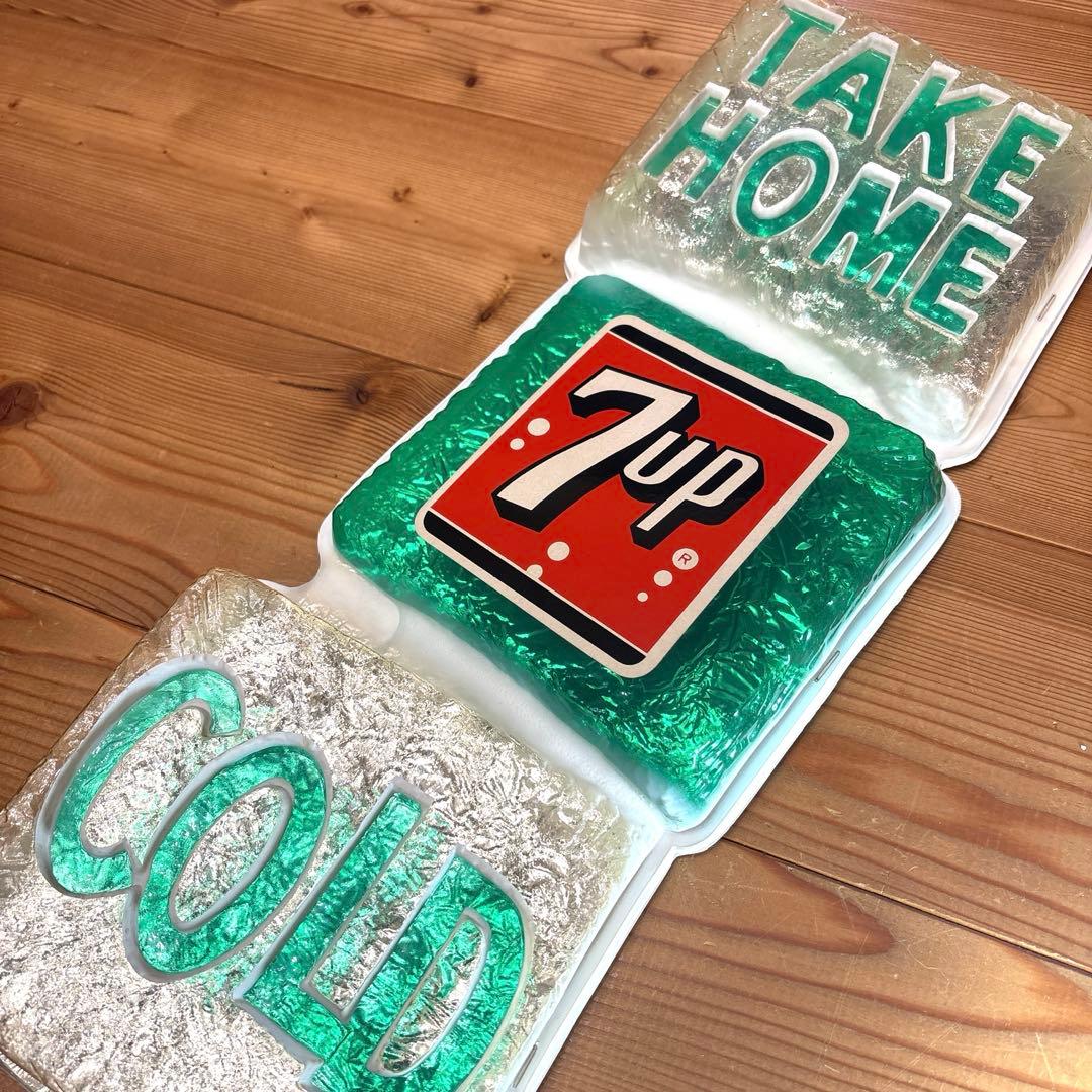 スーパーレア！　1965年　セブンアップ　エンボス　3D氷　看板　ストアサイン