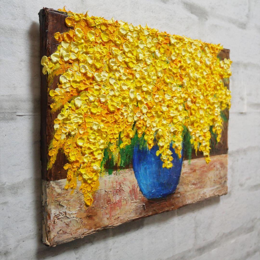 油絵 油彩 油彩画 絵 絵画 【ミモザ】F4号