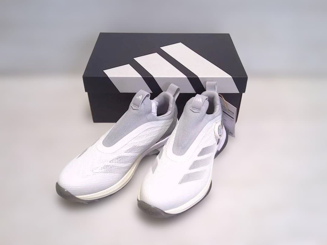 み*る様 新品）アディダス　ゴルフシューズ BOAホワイト/シルバー/グレー　2