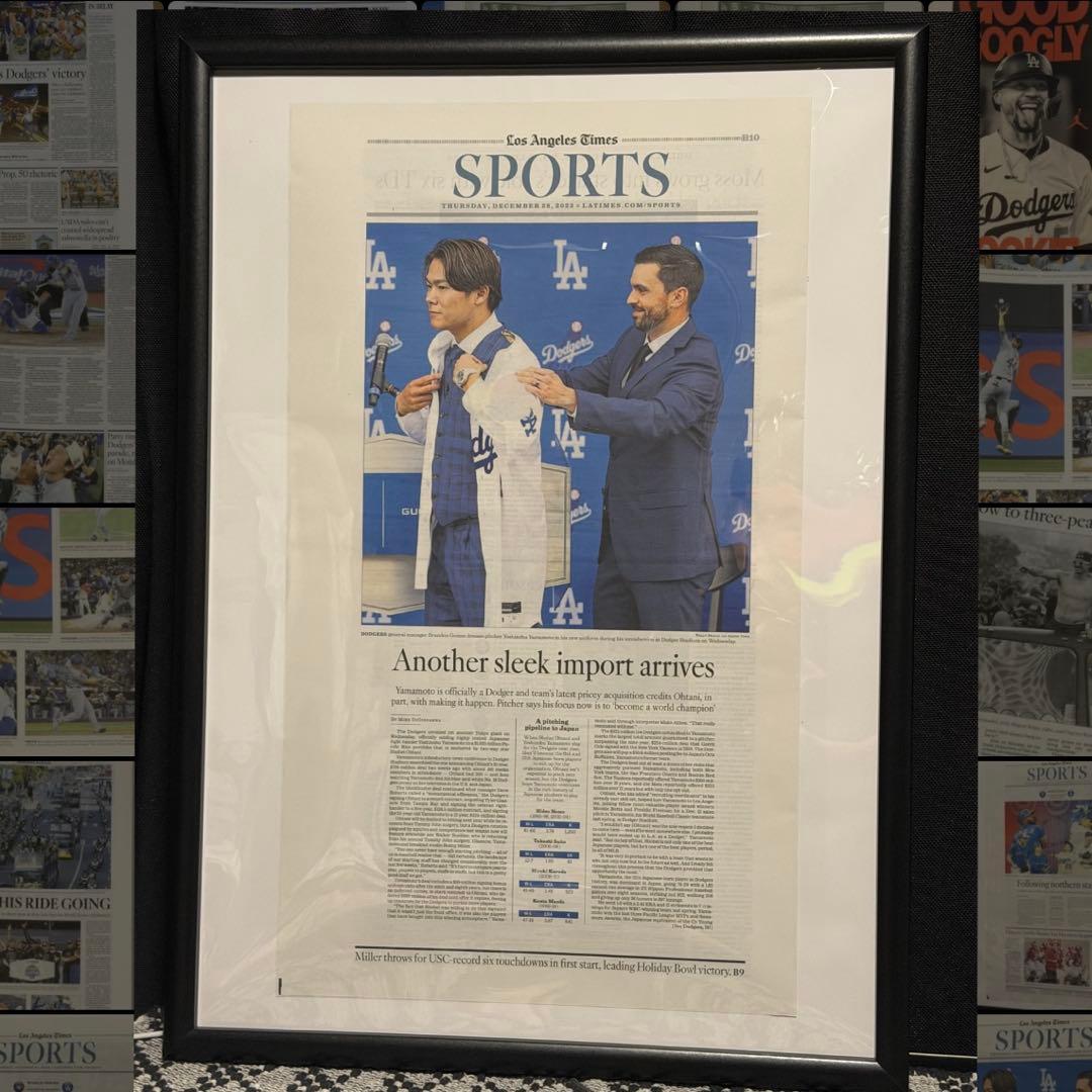 ドジャース 山本由伸 『入団記念号』超激レア ロサンゼルスタイムズ　額縁入り