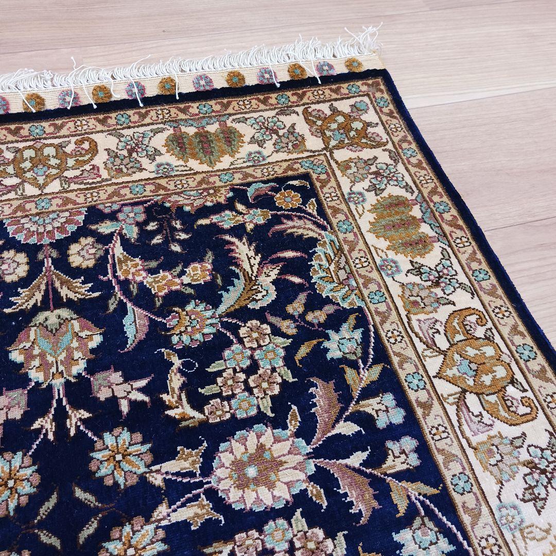 Y3181 トルコ カイセリ絨毯 シルク100% 手織り 93×63㎝