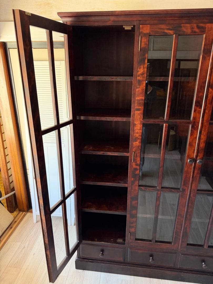 momo 北斗民芸家具 和光 飾棚１２０ 樺材 民芸家具 書棚 食器棚