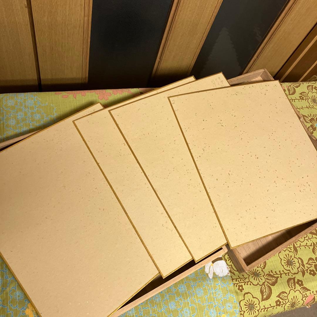 花鳥画色紙四枚　日本画家「小西福年」作