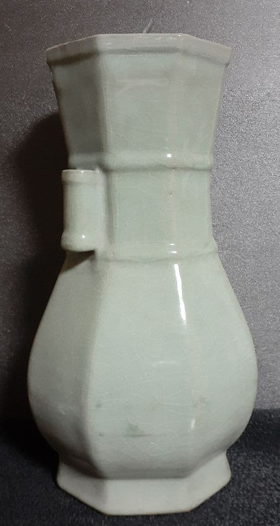 中国古美術　中国古陶磁器　中国古玩　中華民国期頃　倣【郊壇官窯】青磁　双耳　大瓶