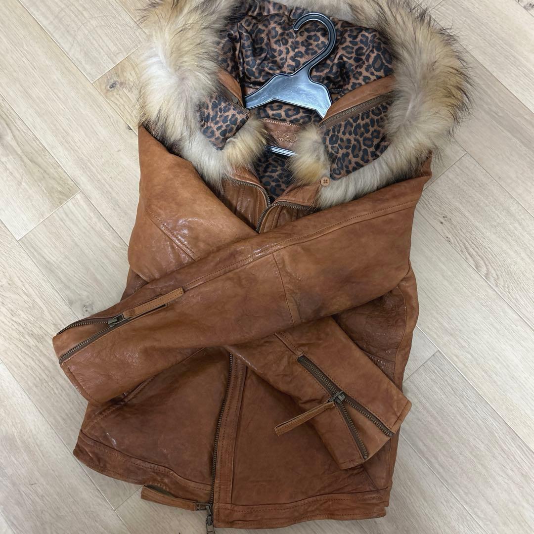 goa本革レザージャケット　ラクーンフード