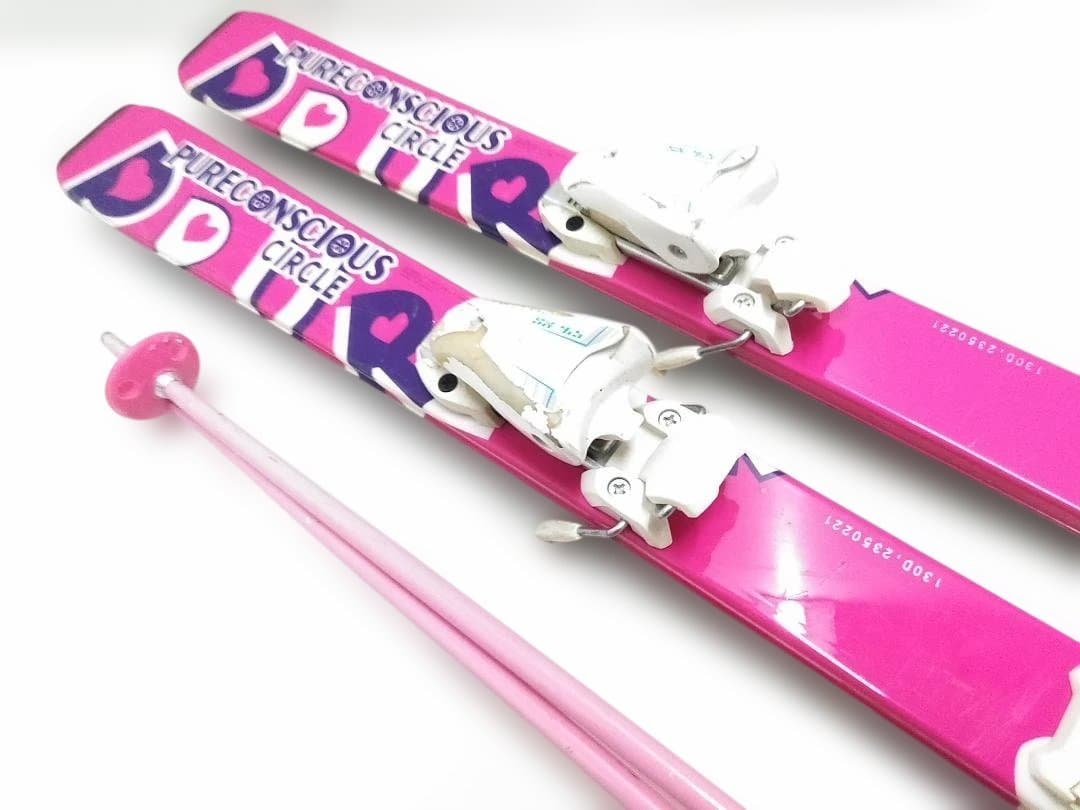 ジュニアスキー4点セット ピュアコンシャス130cmハート ブーツ22cmピンク