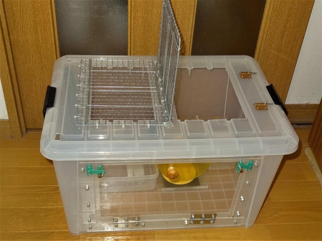 ハムスター 飼育ケージ 飼育セットケース  前開き 透明 天板開閉 地下型の巣箱