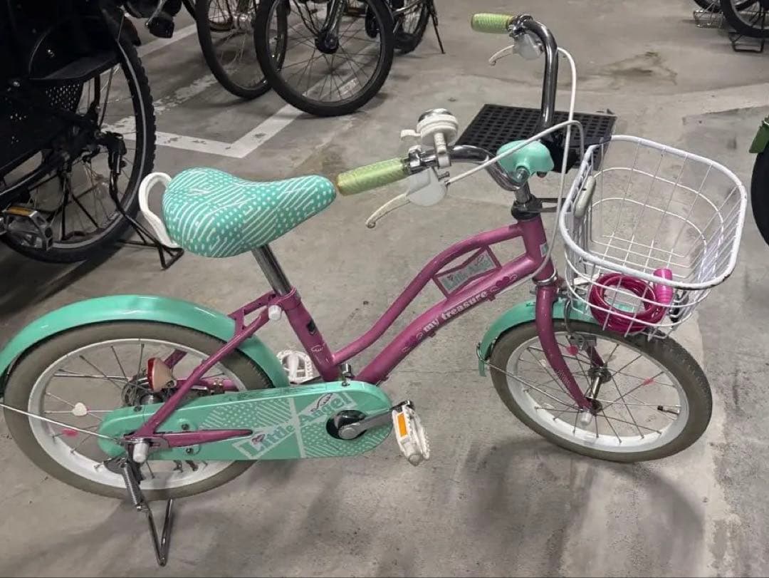 幼児用自転車 ミントグリーンとパープル リトルエンジェル キッズ自転車 美品