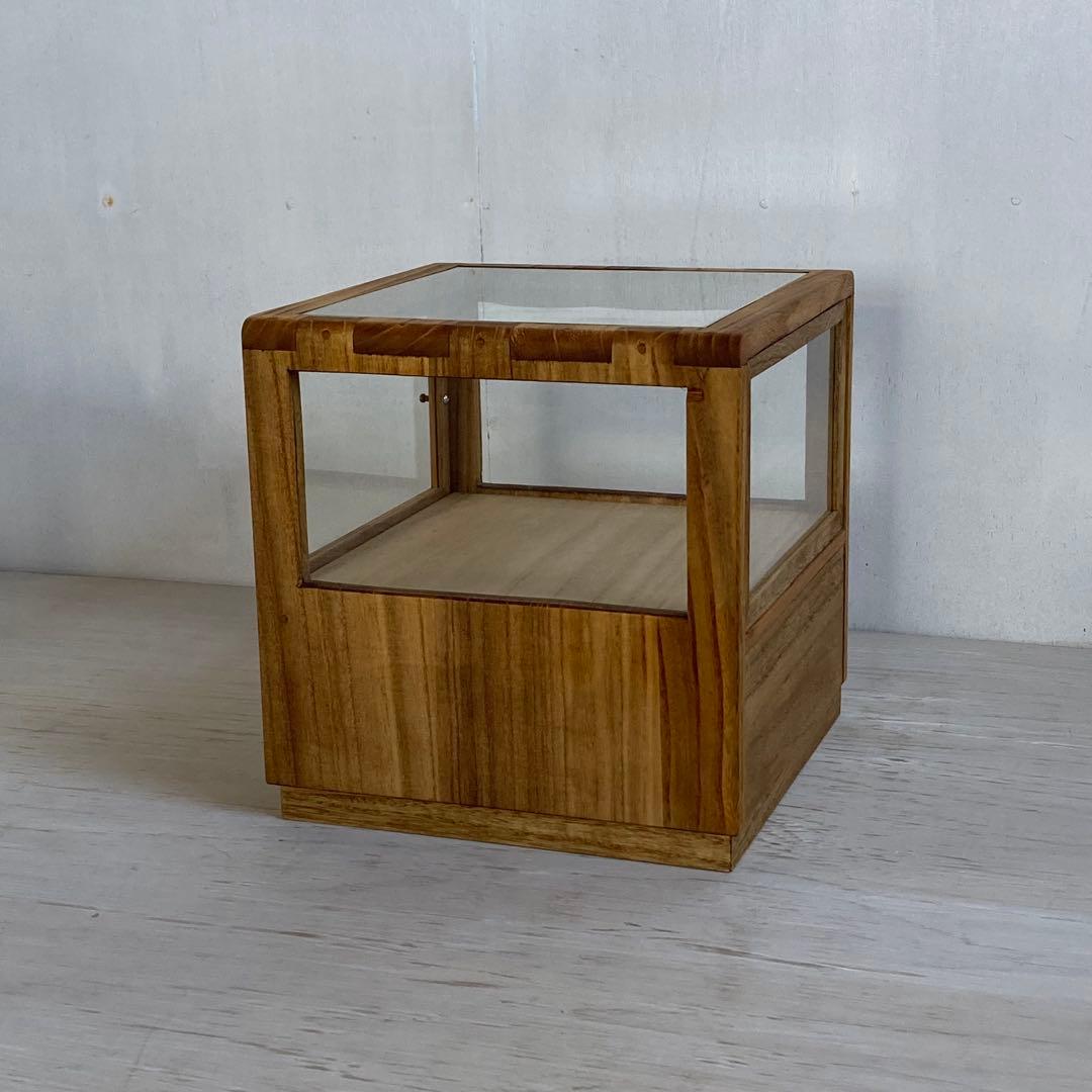 g314 木製ガラスケース 引き出し付き 卓上 ショーケース 小物入れ