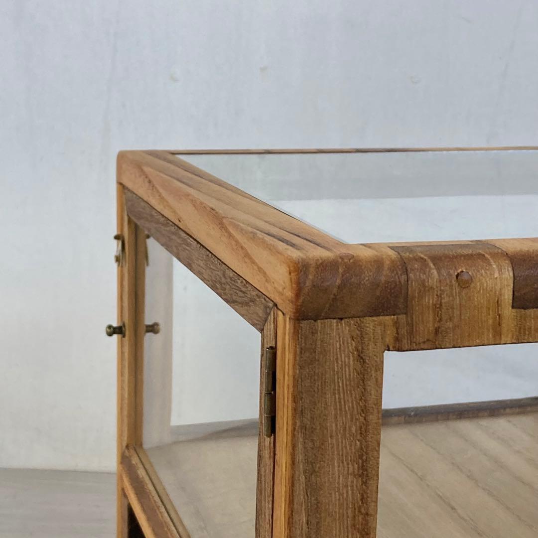 g314 木製ガラスケース 引き出し付き 卓上 ショーケース 小物入れ