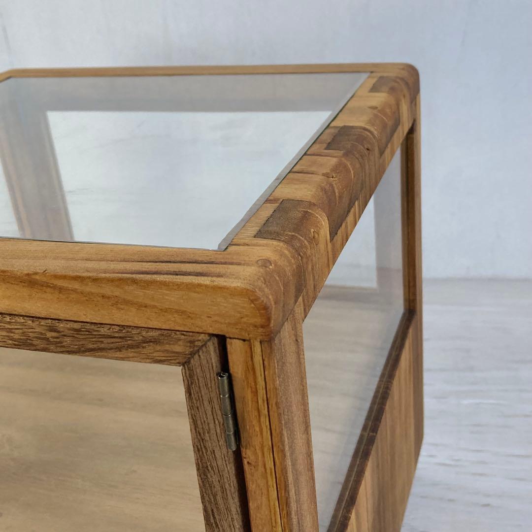 g314 木製ガラスケース 引き出し付き 卓上 ショーケース 小物入れ