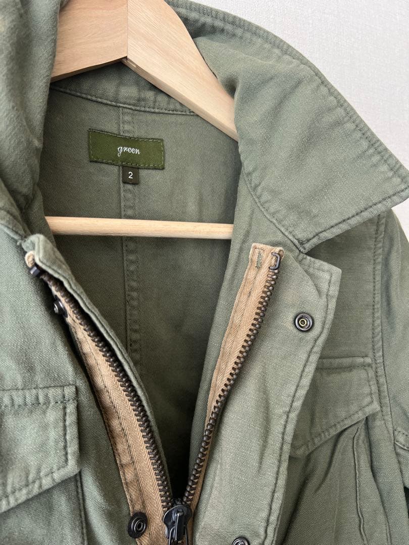 Green ミリタリーモッズコート