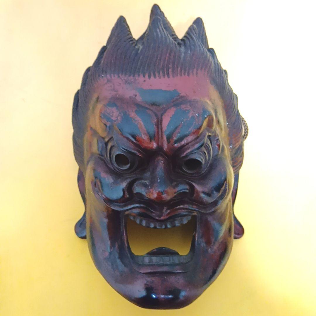 骨董品 伐折羅大将 お面 壁掛け 乾漆 仏教 美術 骨董品 レトロ アンティーク
