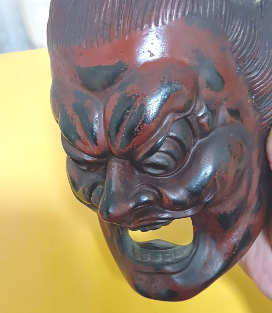 骨董品 伐折羅大将 お面 壁掛け 乾漆 仏教 美術 骨董品 レトロ アンティーク