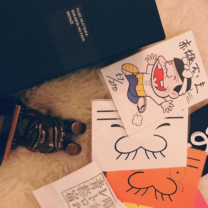 赤塚不二夫 バカボンのパパ ブロンズ像 サイン入り