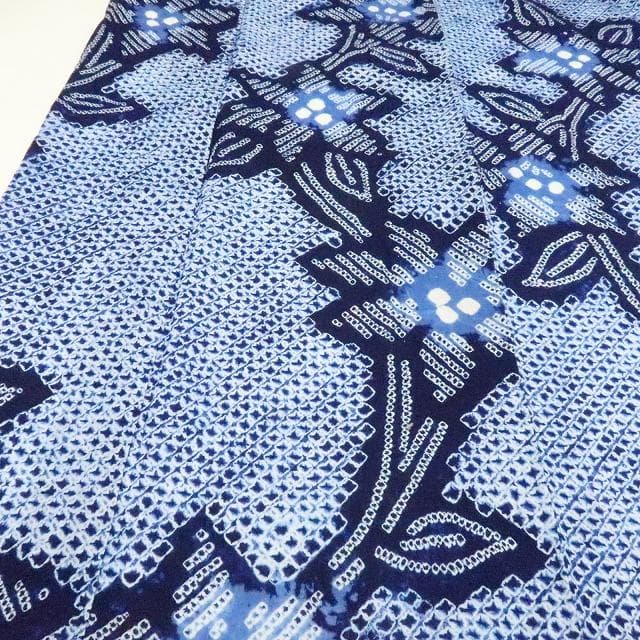 専用Y3438◆有松鳴海絞り 綿 背・居敷当て付 手縫い 高級浴衣 洗える夏着物