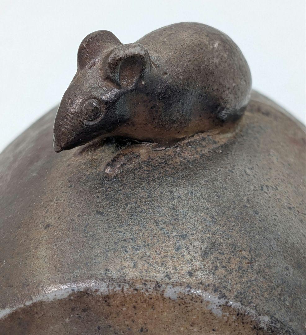 金重利陶苑 備前焼 子香合 合箱合布 抹茶道具 香道具 香盒 干支香合 金彩緋襷