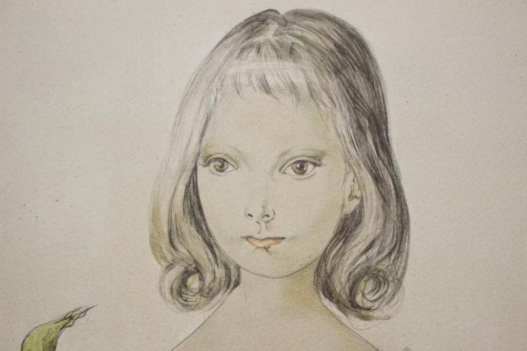 藤田嗣治 エスタンプリトグラフ バラと少女 150部限定 4/150