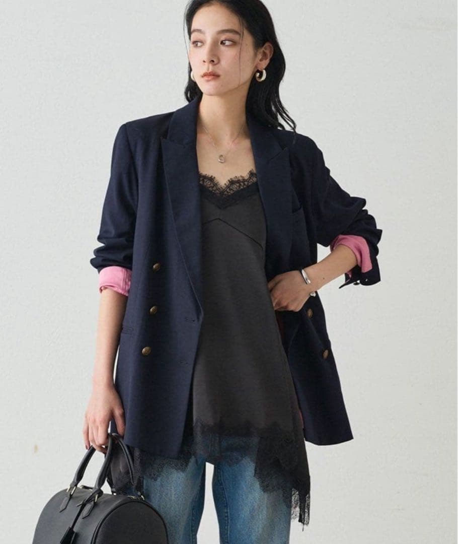 【ほぼ未使用】ラウンジドレス　レースキャミ　ブラック