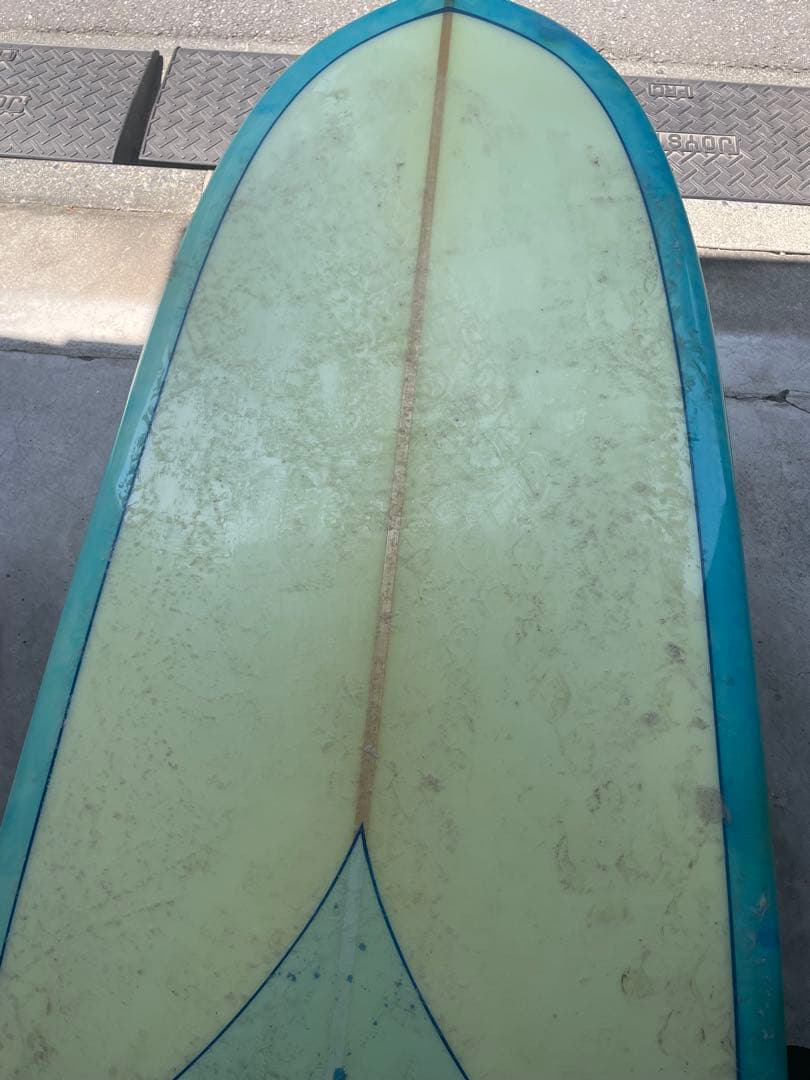 ロングボード 9'6\" 青ハードケース、フィン&リーシュコード付き　引き取り限定