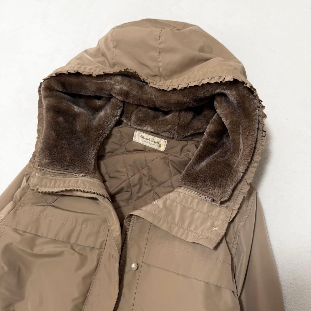 フランシュリッペ モッズコート パールリボン ビジュー ライナー付き ベージュ