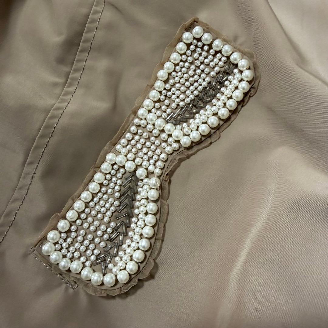 フランシュリッペ モッズコート パールリボン ビジュー ライナー付き ベージュ