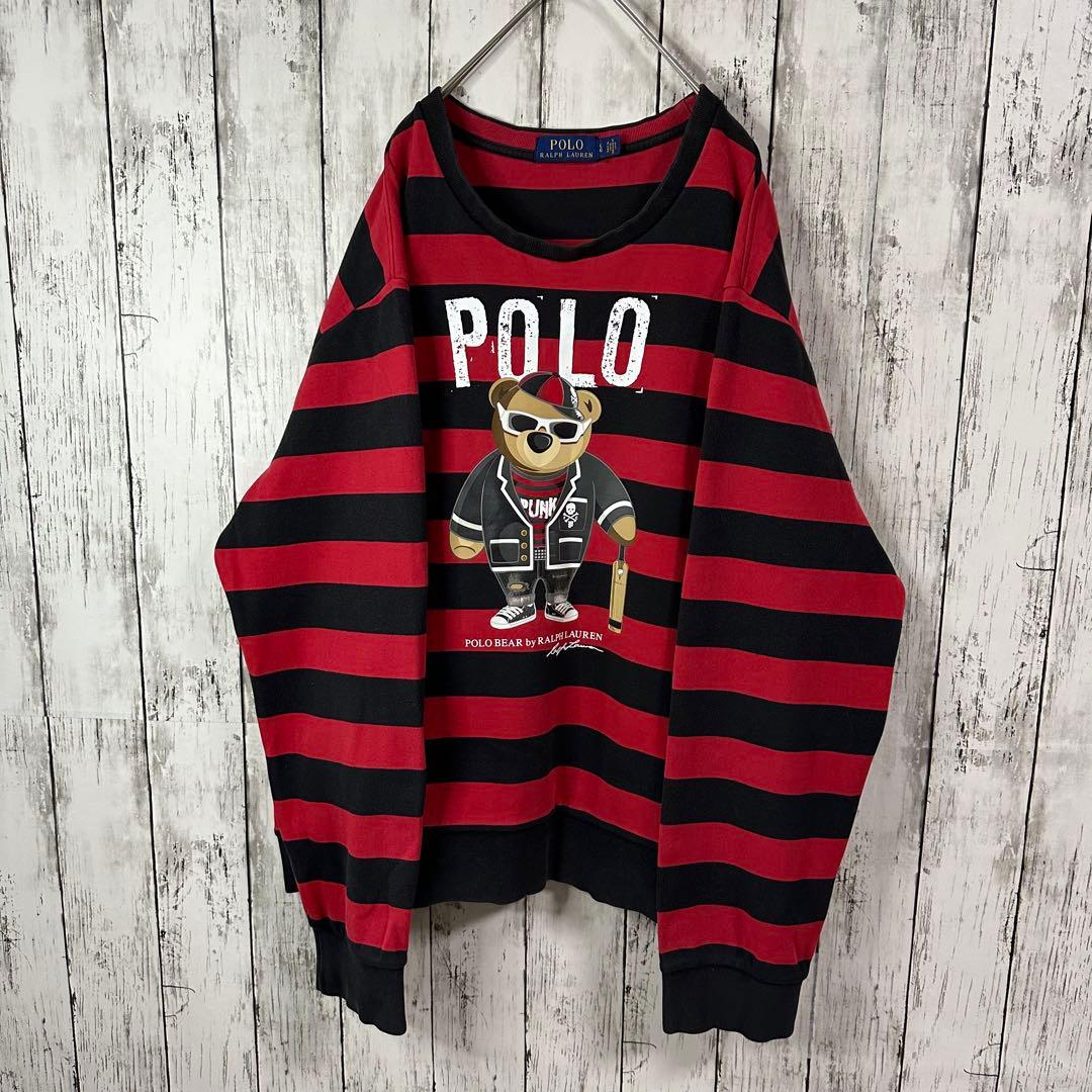 【ポロラルフローレン☆ポロベアバイラルフローレン】赤黒ボーダー☆スウェット☆L