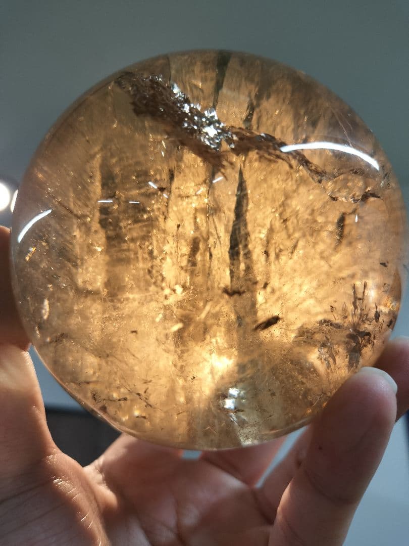 【上品&珍しい】シャンパンゴールド　スモーキークォーツスフィア
