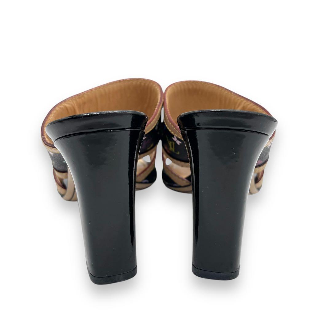 極美品■ルイヴィトン　マルチカラーモノグラム　ミュールパンプス　オープントゥ