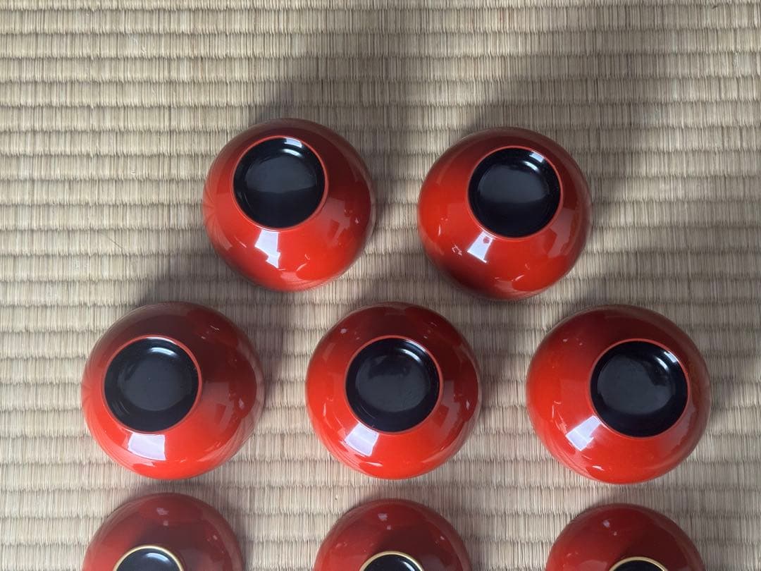 輪島塗 絵付 まり椀 5客 本堅地 中島松朗 (九香)作 布付 共箱 茶懐石道具