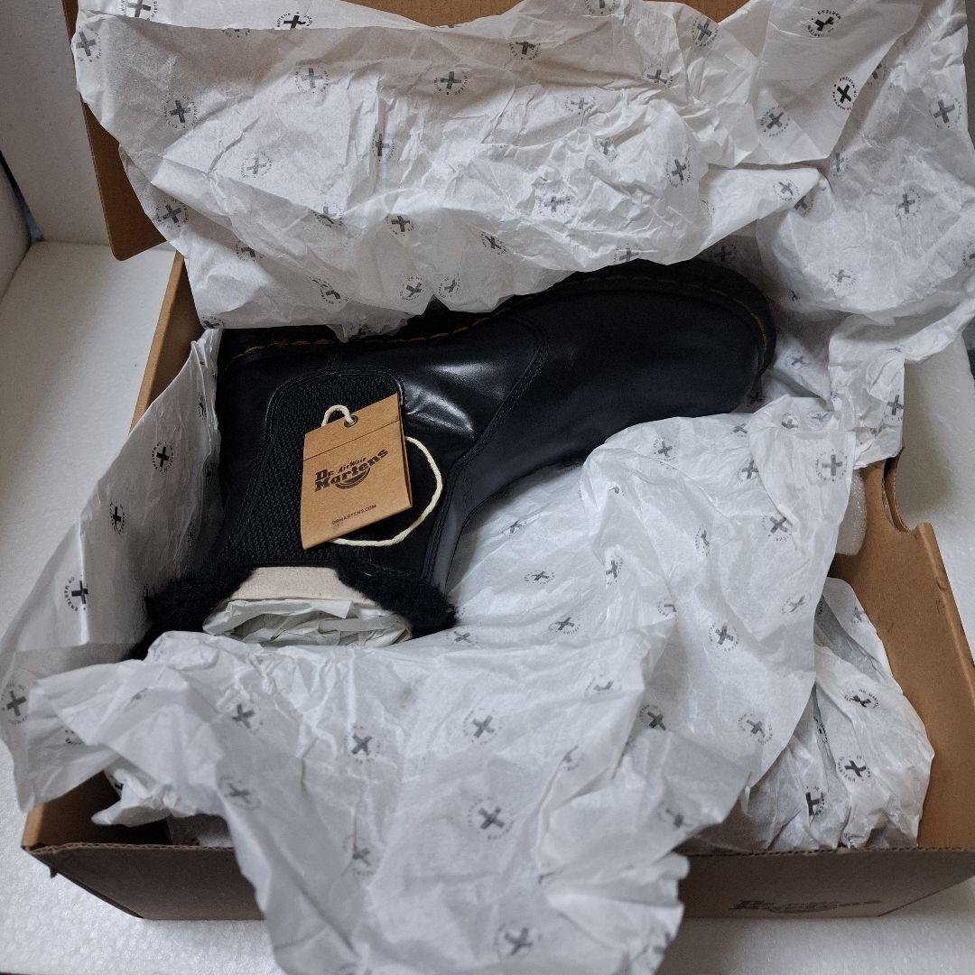 Dr,Martens レザーサイドゴアブーツ 黒 ファー付き