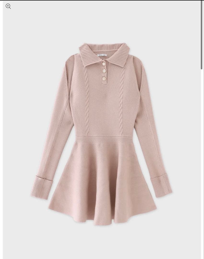 m me eme ポロカラーケーブルニットアンサンブルワンピース エムミーエメ