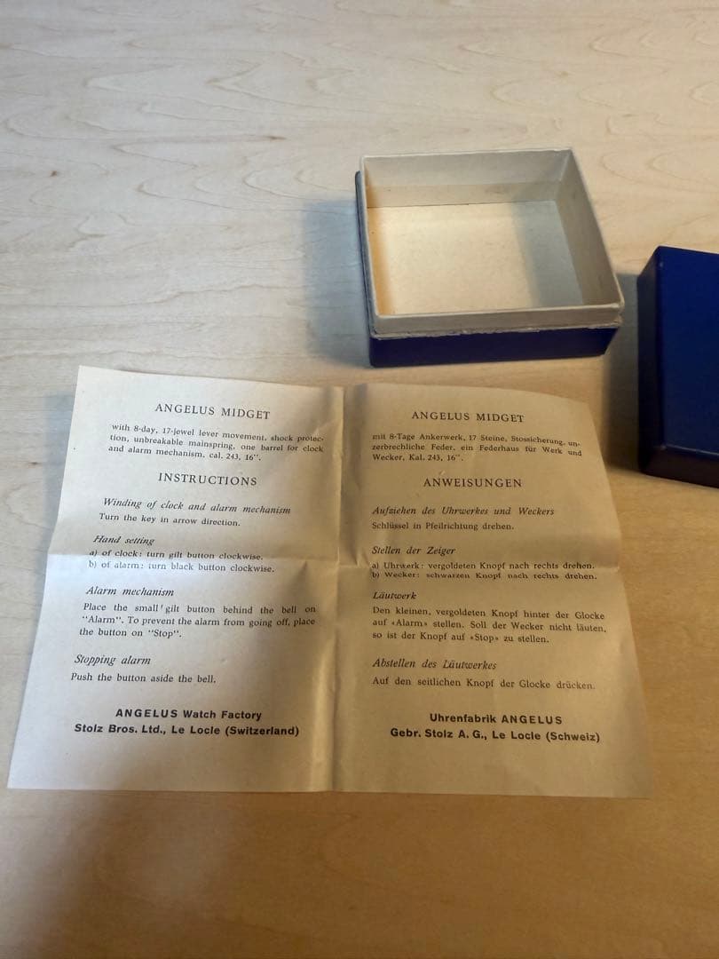 ANGELUS 置時計 トラベルクロック 手巻き アラーム付き スイス製 稼働品