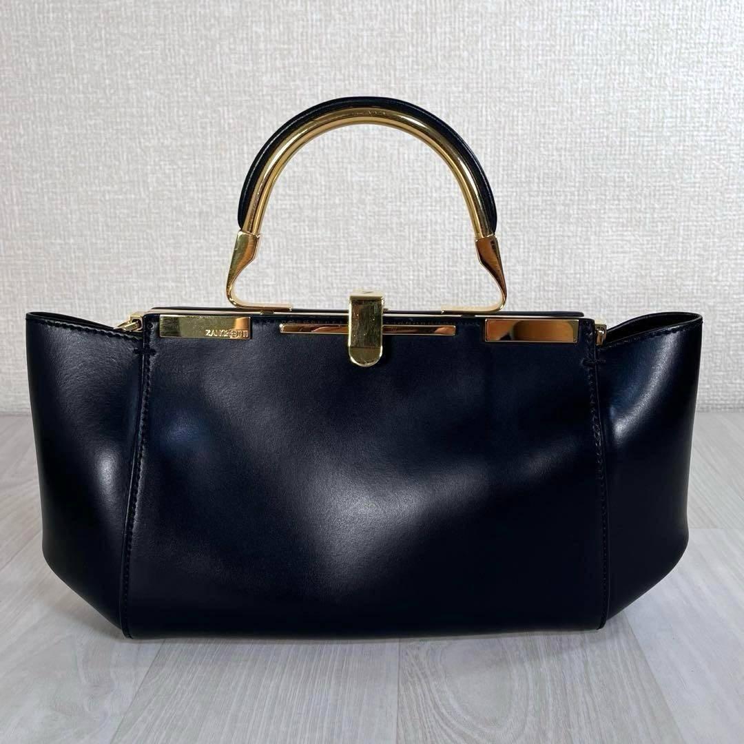 【美品】ザンケッティ　アムレット20　3WAYバッグ　チェーンショルダー　黒