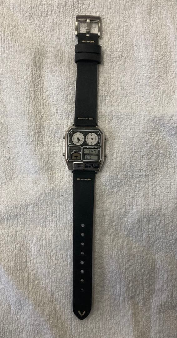 シチズン　アナデジテンプ　社外革ベルト