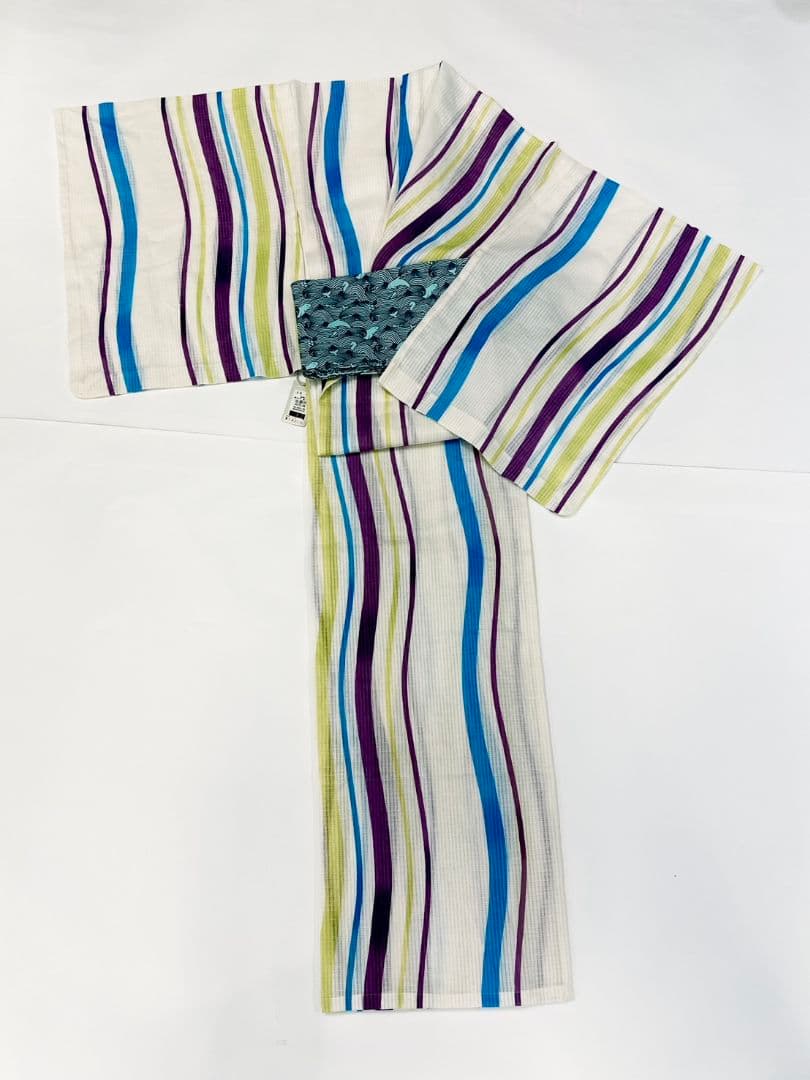 衿秀 浴衣 日本製 綿麻浴衣　半幅兵児帯セット 花夏衣浴衣　仕立て上がり浴衣