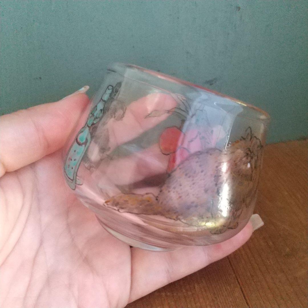 美品　木越あい　しりとり文グラス　ネコ　マウンテンゴリラ　ガラス作家