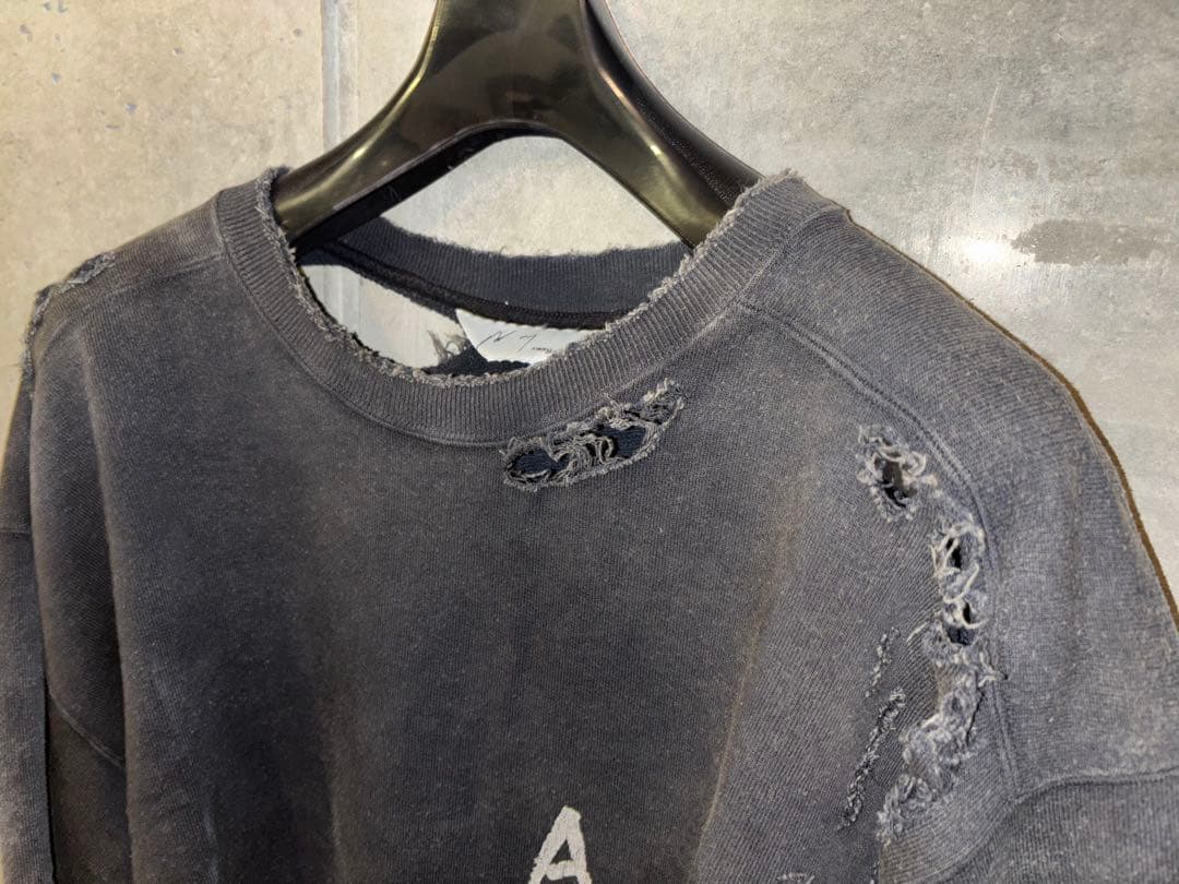 トップス ancellm CRASH UNEVEN OVER SWEAT SHIRT