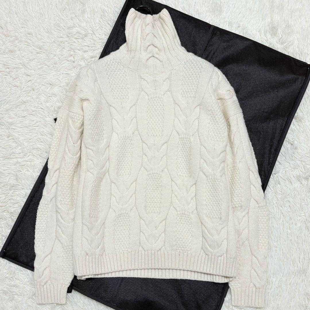 美品✨ L相当 アルパカ混 エンポリオアルマーニ 極太 ケーブルニット セーター