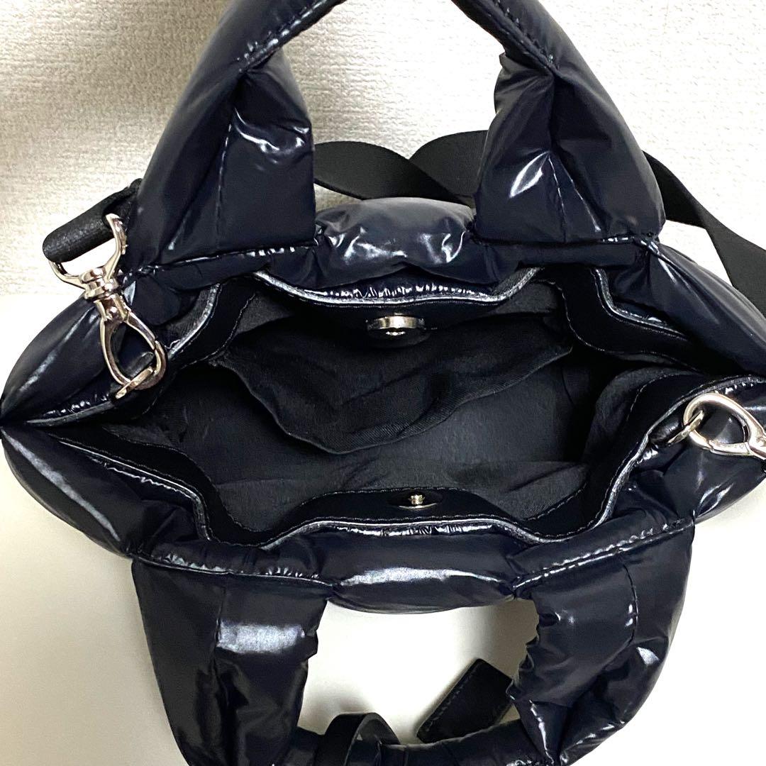 【美品】 かねまつ ミニショルダーバッグ 2way ブラックナイロン イタリア製