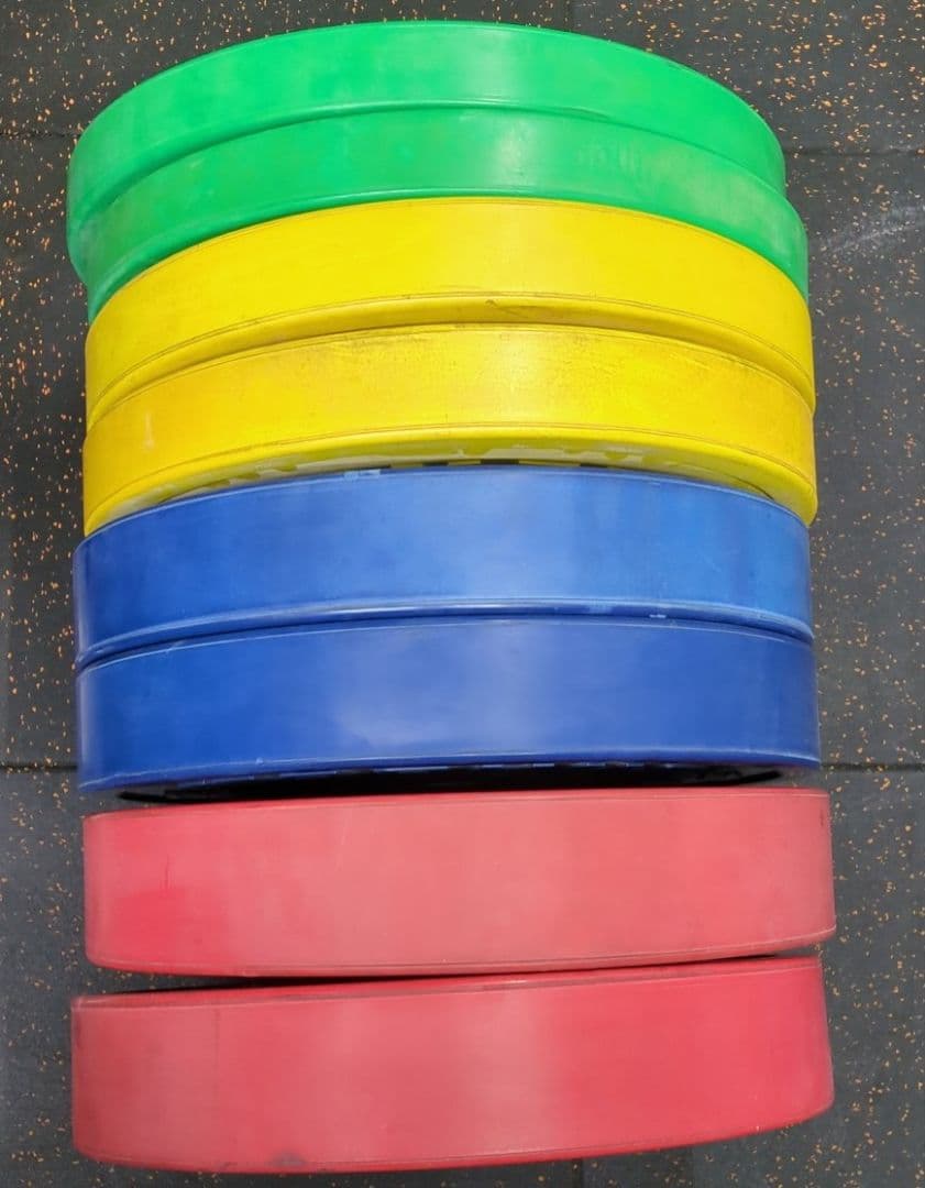 【引取限定】アメリカンバーベル スポーツバンパープレート140kgセット