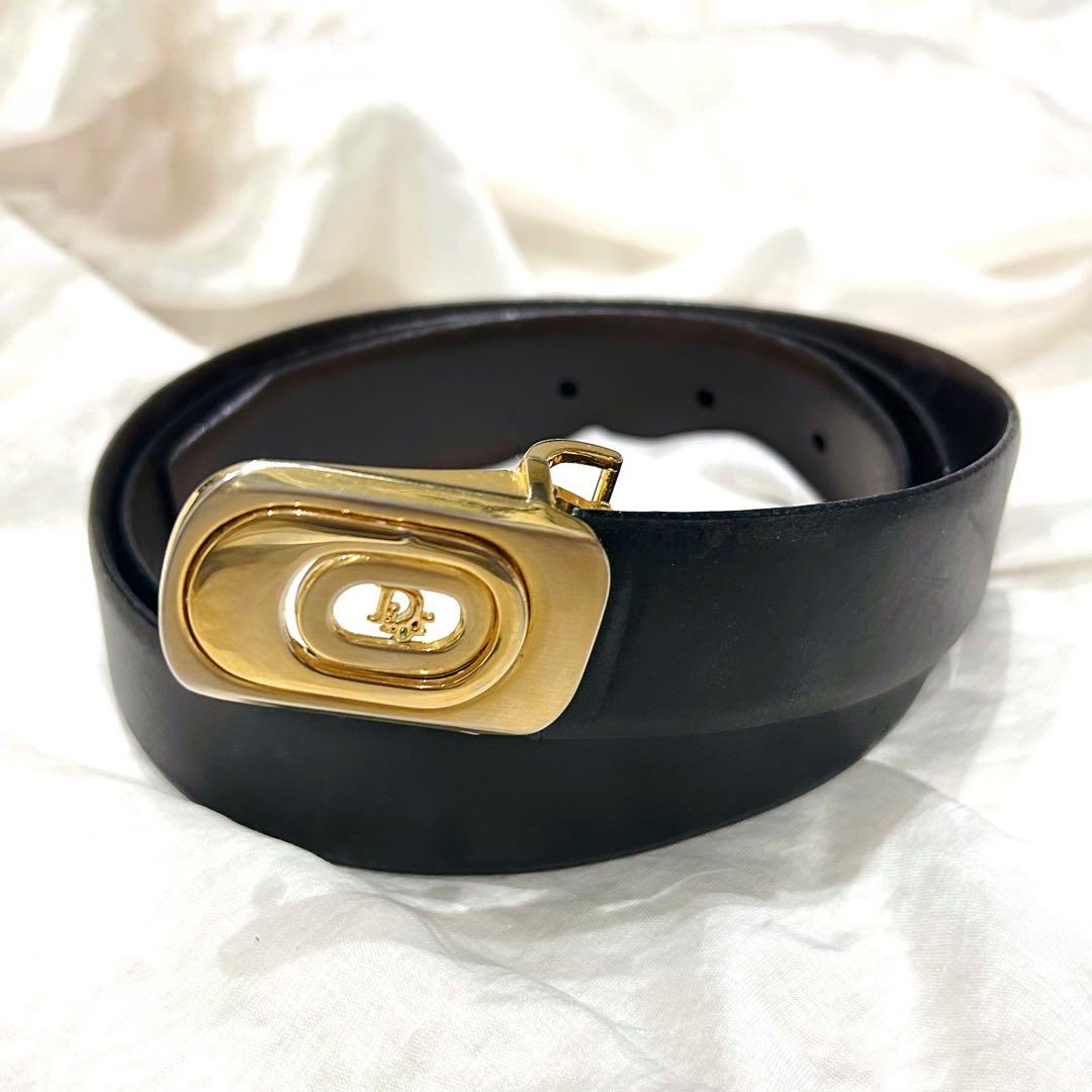 美品 Christian Dior リバーシブル ベルト 本革 黒 ブラウン