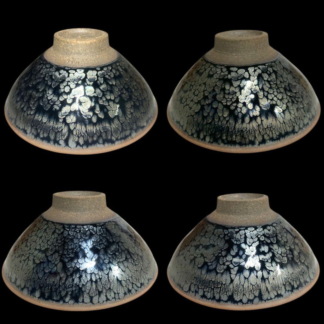 鎌田幸二 燿変油滴茶碗 共箱 共布 栞 天目茶碗