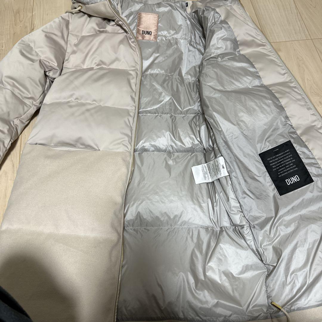 デュノDUNO ダウンコート アウターフード切替 ウール 44アイボリー