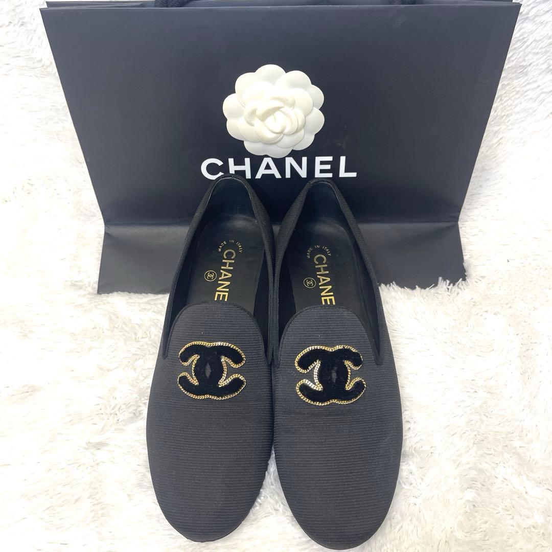 【美品】　CHANEL シャネル ココマーク　ローファー ブラック レディース
