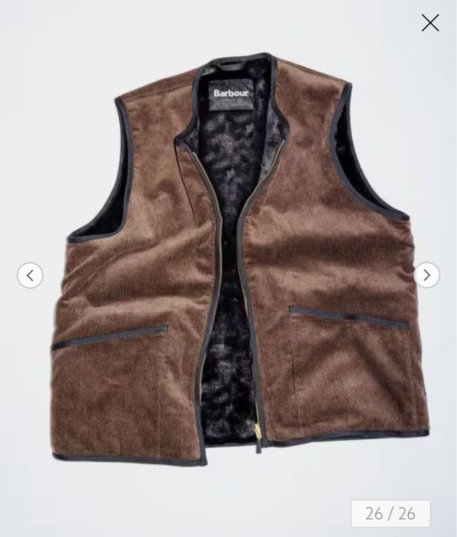 【新品】Barbour リバーシブル フェイクファー コーデュロイ ベスト